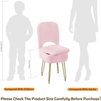 BRIAN & DANY Vanity Chair with Storage and Folding Back, Faux Fur Square Storage Chair, Vanity Stool Chair with 4 Metal Legs for Bedroom, Living Room and Makeup Stations, 13.4"x 15"x 30", Black