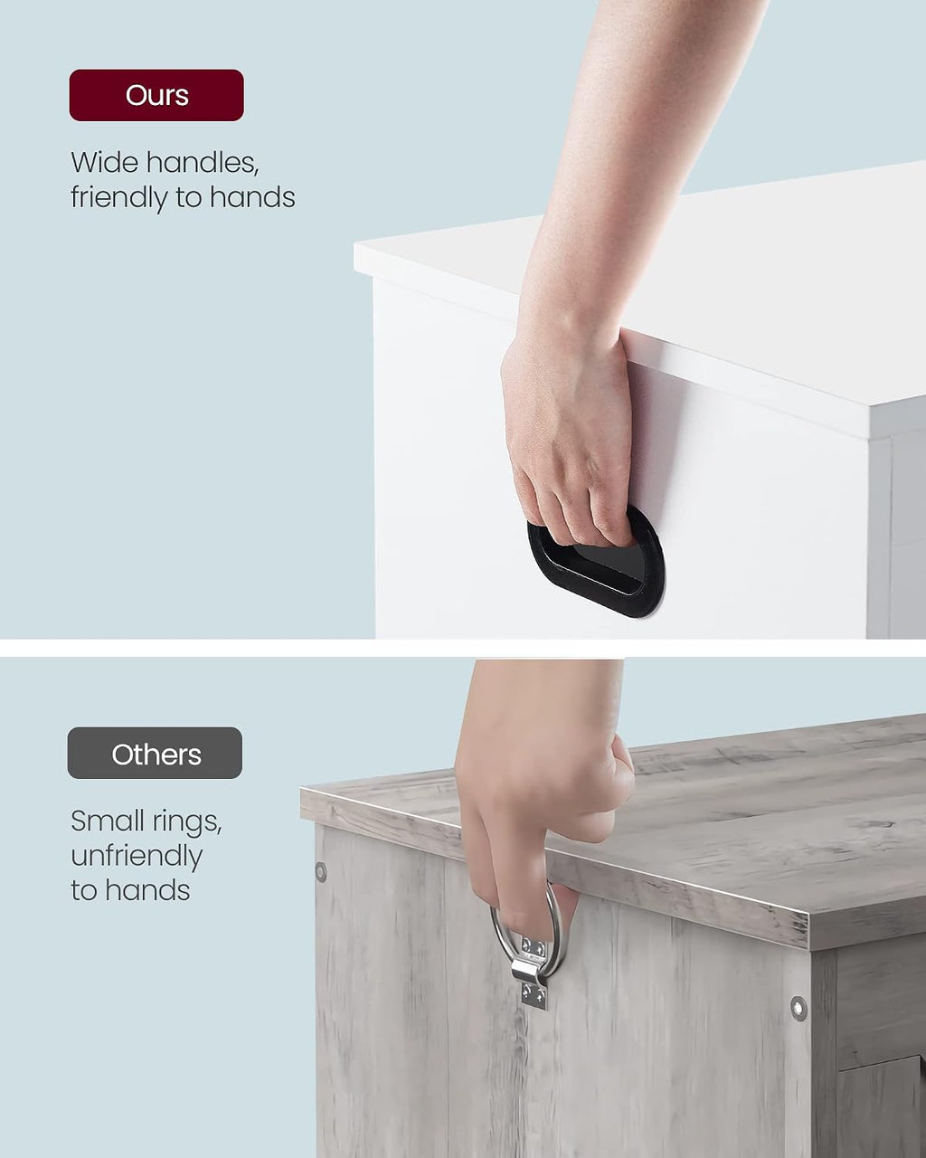 VASAGLE Storage Chest, 31.5 Inches Width Bench with 2 Safety Hinges | Farmhouse Style, for Entryway, Bedroom, Living Room, Cloud White, SOFIE Collection ULSB063T14