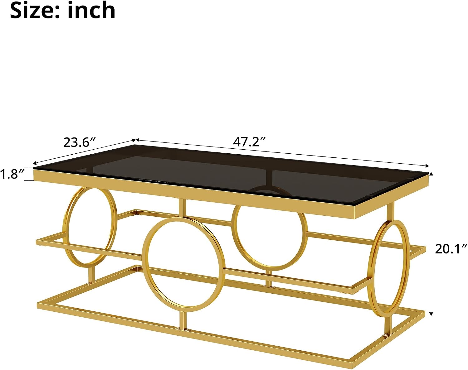 Glass Nesting Coffee Table Set with Metal Frame & Glam Design, Gold & Black | Modern Round Cocktail Center Table with Tempered Glass, Luxury for Living Room & Home Decor