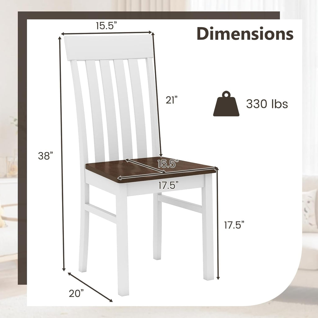 Giantex Wooden Dining Chairs Set of 2, Farmhouse Kitchen Chair with Hollowed Backrests & Rubber Wood Seats, Rustic Wood Side Chairs for Home Living Room Restaurant