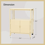 Yellow Metal Folding Storage Cabinet, Morden Foldable Sideboard, Powder Coated Steel Entryway Console Cabinet for Patio Outdoor Indoor Kitchen Bathroom, 5mins Assembly with Bolt