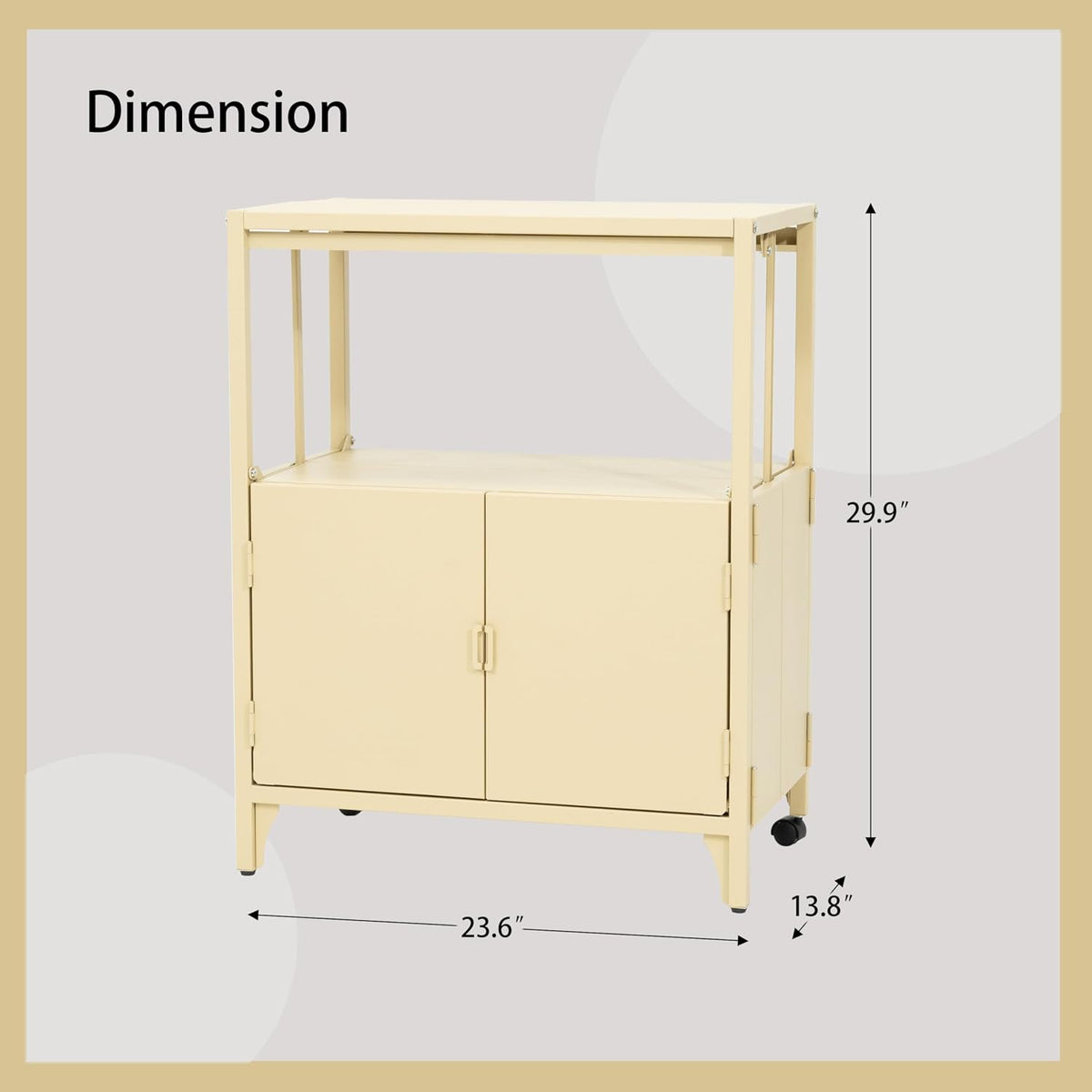 Yellow Metal Folding Storage Cabinet, Morden Foldable Sideboard, Powder Coated Steel Entryway Console Cabinet for Patio Outdoor Indoor Kitchen Bathroom, 5mins Assembly with Bolt