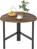 Giantex Triangle End Table, Wood Side Table with Metal Legs, Sofa Couch Accent Tables, Small Coffee Table for Small Space Living Room, Nightstand for Bedroom, Rustic Brown & Black
