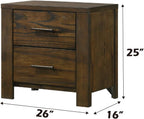 Oak Finish Nightstand 1pc Contemporary Two-Drawers Nightstand Bed Side Cabinet Furniture,for Small Spaces