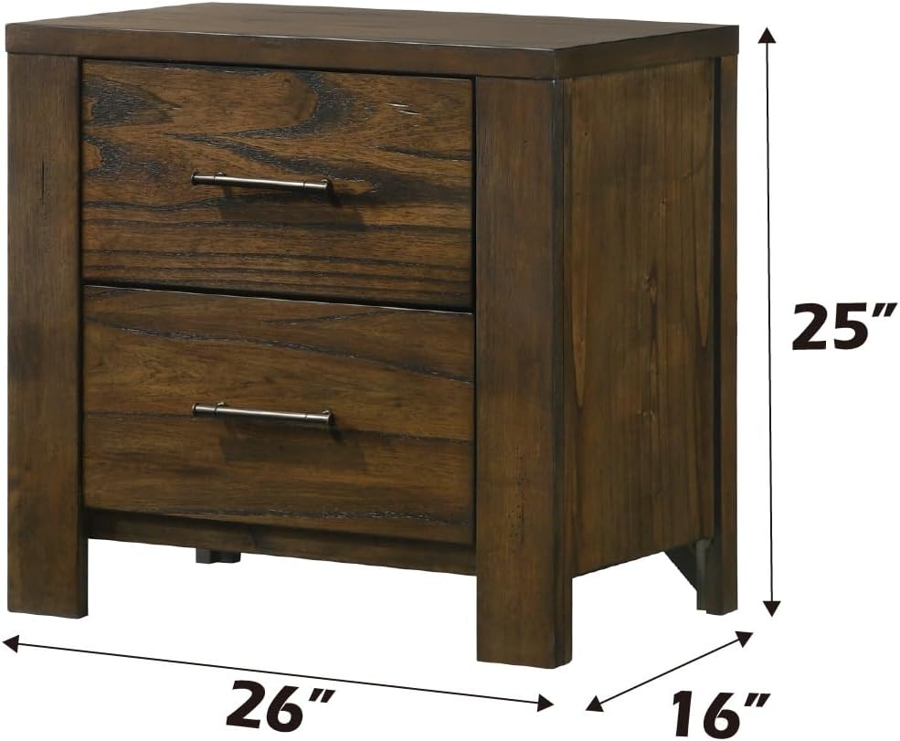 Oak Finish Nightstand 1pc Contemporary Two-Drawers Nightstand Bed Side Cabinet Furniture,for Small Spaces