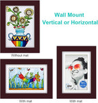 RPJC Picture Frame Made of Solid Wood and High Definition Glass Display Photo 4x6 with Mat or 5x7 Without Mat for Wall Mounting Dark Brown