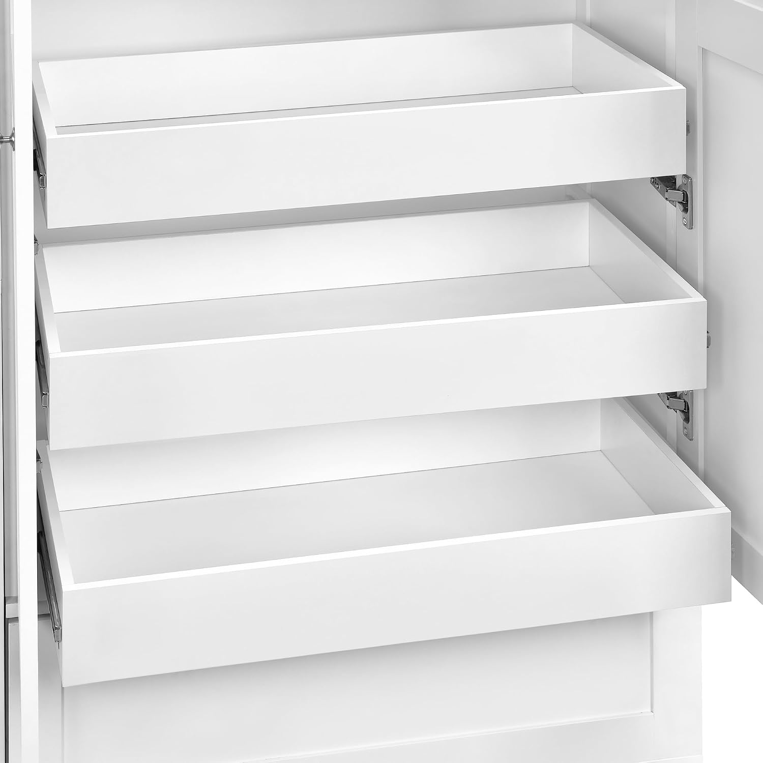 RUNNA 73.6" Tall Farmhouse Kitchen Pantry,Freestanding Large Capacity Storage Organizer with Customizable Shelves & Anti-Tip Safety - Perfect for Living Room & Home (White1)