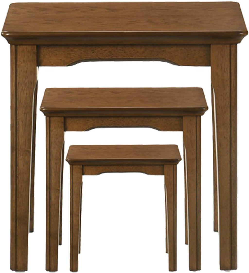 Kmax Nesting Tables Set of 3, Small Sofa Side Table Rustic Stacking End Table Rectangle Solid Wood Coffee Tables for Small Space - Walnut