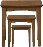 Kmax Nesting Tables Set of 3, Small Sofa Side Table Rustic Stacking End Table Rectangle Solid Wood Coffee Tables for Small Space - Walnut