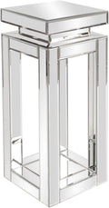 Howard Elliott Collection Small Silver Mirrored Pedestal Accent Table for Home Decoration, Mirrored Finish Design End Table for Bedroom, Entryway or for Any Room, 12 x 12 x 28 Inches