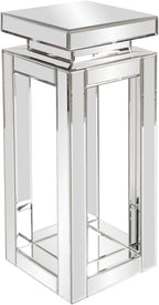 Howard Elliott Collection Small Silver Mirrored Pedestal Accent Table for Home Decoration, Mirrored Finish Design End Table for Bedroom, Entryway or for Any Room, 12 x 12 x 28 Inches