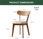 100% Solid Wood Upholstered Dining Chairs, Mid Century Modern Oak Dining Chairs with Curved Back Design with Butterfly Wing Shape for Kitchen, Dining Room, Restaurant (6, Log Color-Beige Cushion)