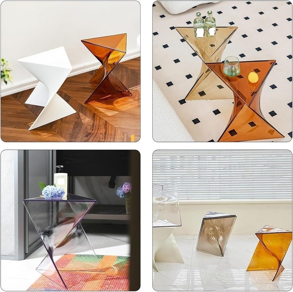 Modern Acrylic Coffee Table, Stackable End Tables Living Room, Clear Plastic Corner Side Table, Acrylic Nightstand for Living Room, Bedroom, Study, Patio(Transparent)