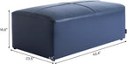 Genuine Leather Ottoman Bench, Upholstered Ottoman Table with Solid Wood Frame, Rectangular Footrest Bench for Living Room, Entryway, Bedroom - Navy Blue