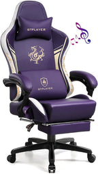 GTPLAYER Gaming Chair with Bluetooth Speakers and Footrest, Dragon Series Video Game Chair, Heavy Duty Ergonomic Chair Esports Gaming Chair, Computer Office Desk Chair (Purple)