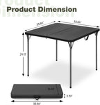 34" Square Folding Table for 4 Person, 330lbs Weight Capacity Foldable Table with HDPE Tabletop & Heavy-Duty Steel Legs, Large Portable Picnic Table for Indoor Outdoor Parties, Camping, Black