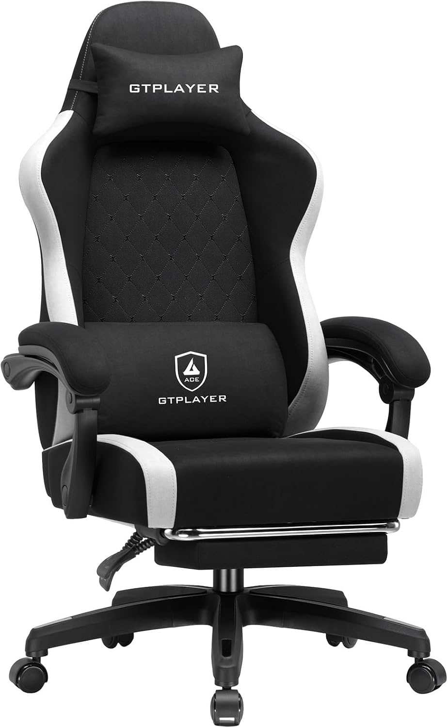 GTPLAYER Big and Tall Gaming Chair 350lbs Heavy Duty Office Chair with Foot Rest, High Back Pocket Spring Ergonomic Computer Chair for Adults, Wide Comfy Seated Cushion with Linkage Armrests, Black