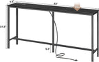 SUPERJARE Console Table with Outlet, 63 Inch Sofa Table with Charging Station, Narrow Entryway Table, Skinny Hallway Table, Behind Couch Table, for Living Room, Plants, Black