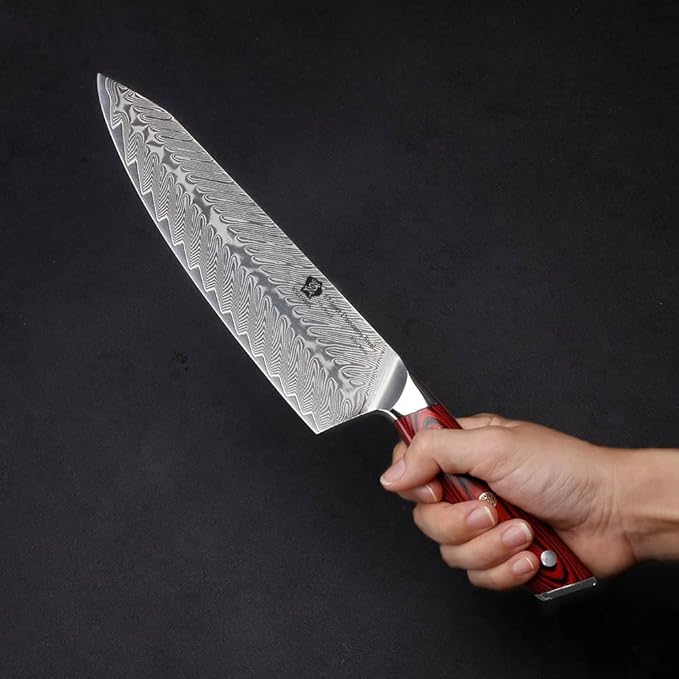 WILDMOK Damascus Chef Knife, 8 Inch Professional chef's knives, Japanese Ultra Sharp Kitchen Knife Full Tang G10 Handle, Japanese damascus knife Including Gift Box