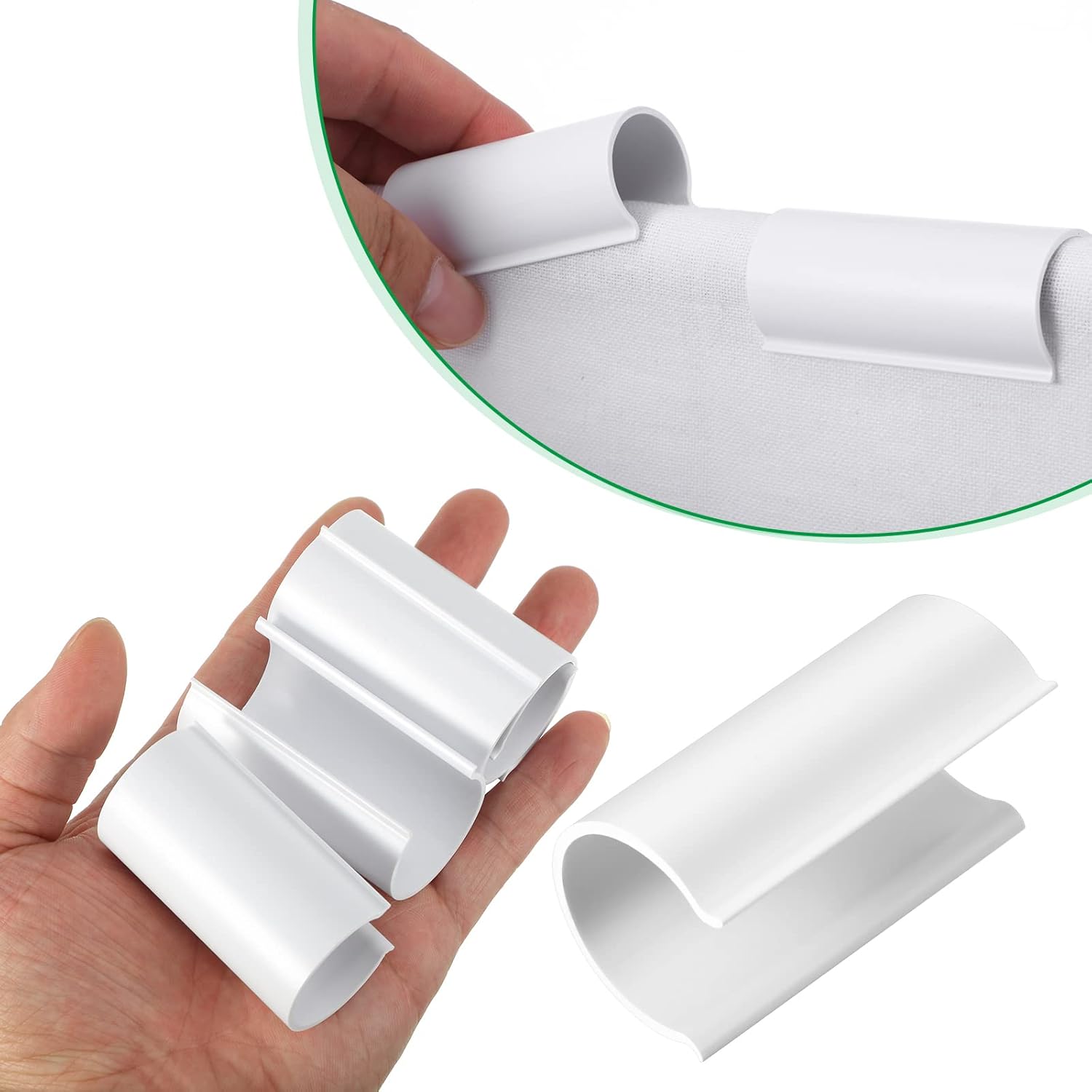 Jetec 32 Pcs PVC Pipe Clips Pool Cover Clamps for Above Ground Pool Greenhouses, Row Covers, Garden, Shelters, Bird Protection, 2.4 Inch Long(for 1 Inch PVC Pipe,White)