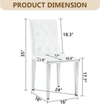 White Dining Chairs Set of 4,Faux Leather with Chrome Plate Metal Legs,Armless Kitchen Room Chairs Set of 4,Max Load 300 Lbs,High Back Modern Design for Home Kitchen Living Room Bedroom