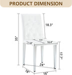63" Dining Table Set for 6, White Faux Marble Dining Room Table and 6 PU Leather Chairs with Silver Metal Legs, Easy Assembly Kitchen Dining Set for Home, Apartment