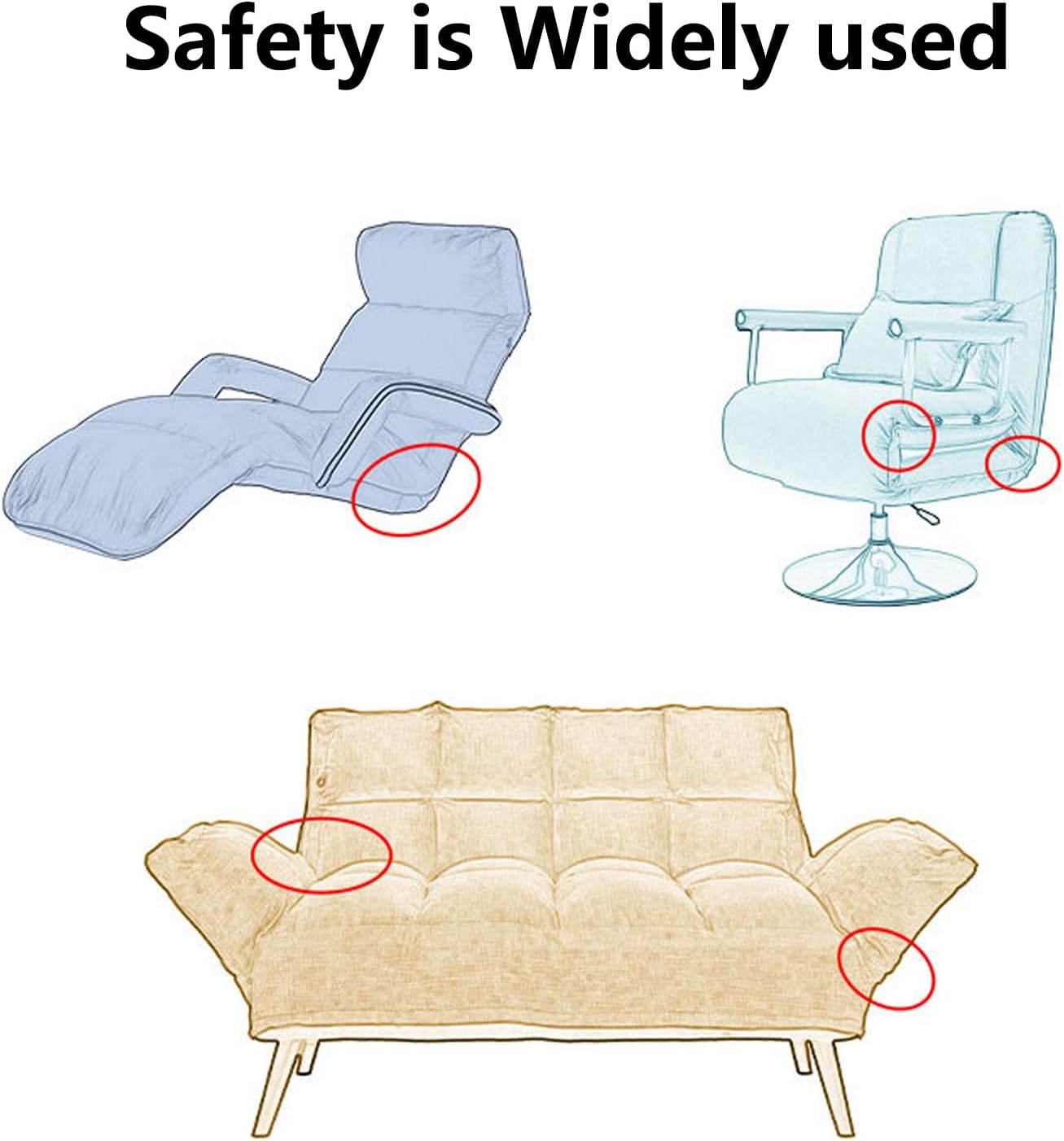14 Position Adjustable Heavy Duty Hinges for Recliner Sofas & Lounges 19.1mm Steel Pipes Compatible Adjustable Durability Hinges for Sofa Bed
