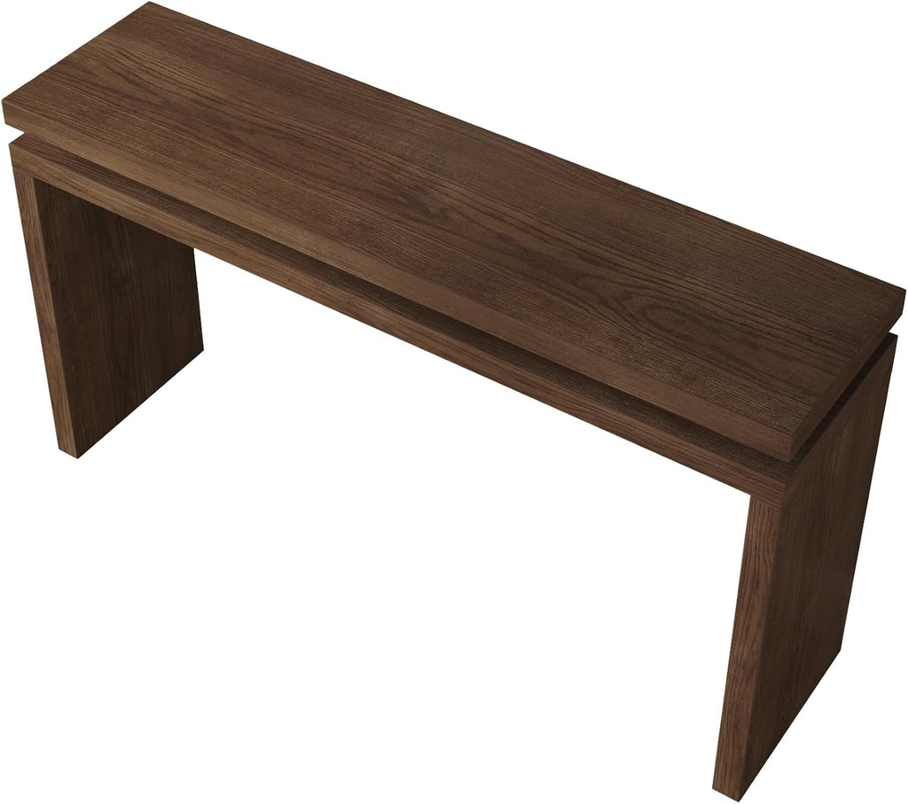 60" Antique Natural Farmhouse Console Table with Double Board Suspension Design, Versatile Buffet Sideboard, Retro Wooden Sofa Side Table for Entryway, Hallway and Living Room (Antique Brown-02)
