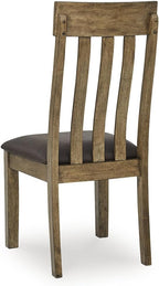 Signature Design by Ashley Vallister Dining Chairs Set of 2, Light Brown | Solid wood frame, Combination of leather and faux leather, Rustic dining room chairs, Slat back design, 250 lb capacity