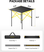 FanttikOutdoor Zeta V11 Pro Camping Table, Portable Folding Roll Up Table with Lightweight Aluminum Top & Carry Bag for Camping, BBQ, Tailgating Party, Picnic, Backyard, Large
