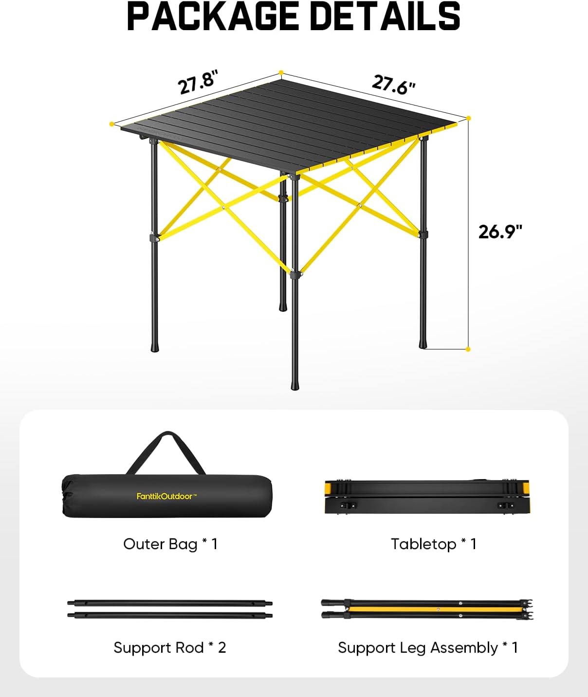 FanttikOutdoor Zeta V11 Pro Camping Table, Portable Folding Roll Up Table with Lightweight Aluminum Top & Carry Bag for Camping, BBQ, Tailgating Party, Picnic, Backyard, Large