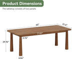 63-Inch Solid Wood Dining Table, Farmhouse Kitchen Table for 4 to 6, Rectangular Wood Dining Room Table for Home, Kitchen, Living Room (Rustic Brown)
