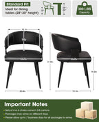 Dining Chairs Set of 4, Modern Upholstered PU Leather Kitchen & Dining Room Chairs with Curved Open Back Metal Legs, Kitchen Chairs for Dining Room Restaurant (Black, Set of 4)