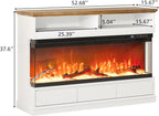 4 EVER WINNER Fireplace TV Stand with 50" Electric Fireplace, Fireplace Entertainment Center with 3-Side Glass Insert, 3 Drawers, TV Stands for Living Room, White