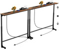 Keelian 78 inch Behind Couch Table with Outlets Sofa Table Rustic Brown | Adjustable Height(25"-37"),Skinny Couch Shelf with Charging Station,Long Entryway Tables for Living Room