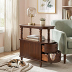 Narrow End Table with 2 Storage Drawers, Retro Vintage Sofa Beside Table, Wood Slim Telephone Table for Living Room,Saving-space, 23.4“L x 11.4"W x 25.3"H, No-Tools Assembly, Cherry Walnut BG-A508-CY