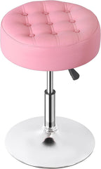 Nova Microdermabrasion Vanity Chair Stool Modern Tufted Round Ottoman Stool Swivel Makeup Chair for Bathroom Bedroom Living Room (Pink)