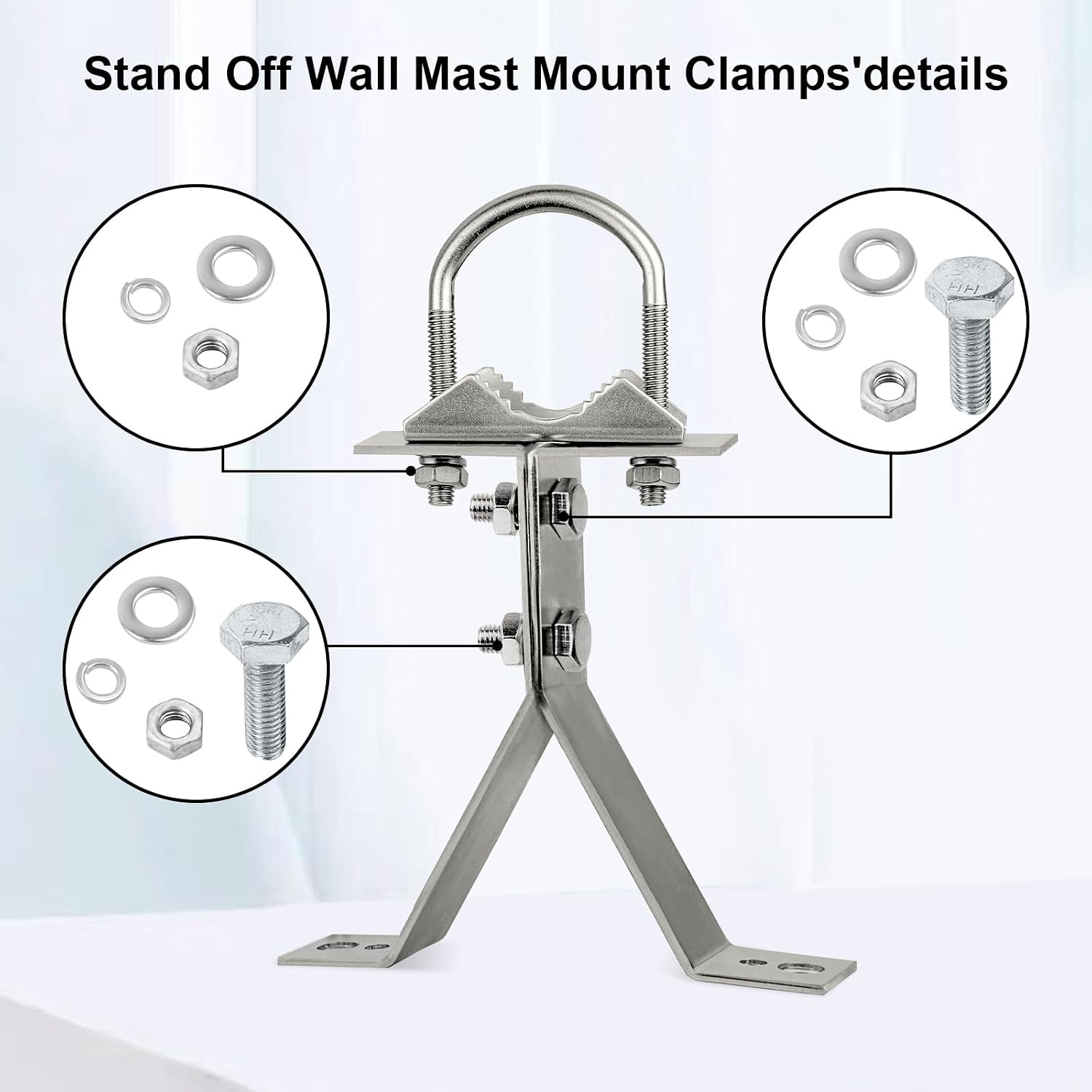 XRDS-RF Antenna Wall Mount 6 Inch Heavy-Duty Stand Off Wall Mast Mount Windproof Mounting Bracket for TV Mast (2-Leg + 2-Leg)