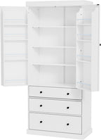 Merax 77” Pantry Cabinet, Kitchen Pantry Storage Cabinet with Drawers, Doors and Adjustable Shelves,Freestanding Buffet Cupboards Sideboard for Living Room and Dinning Room, White