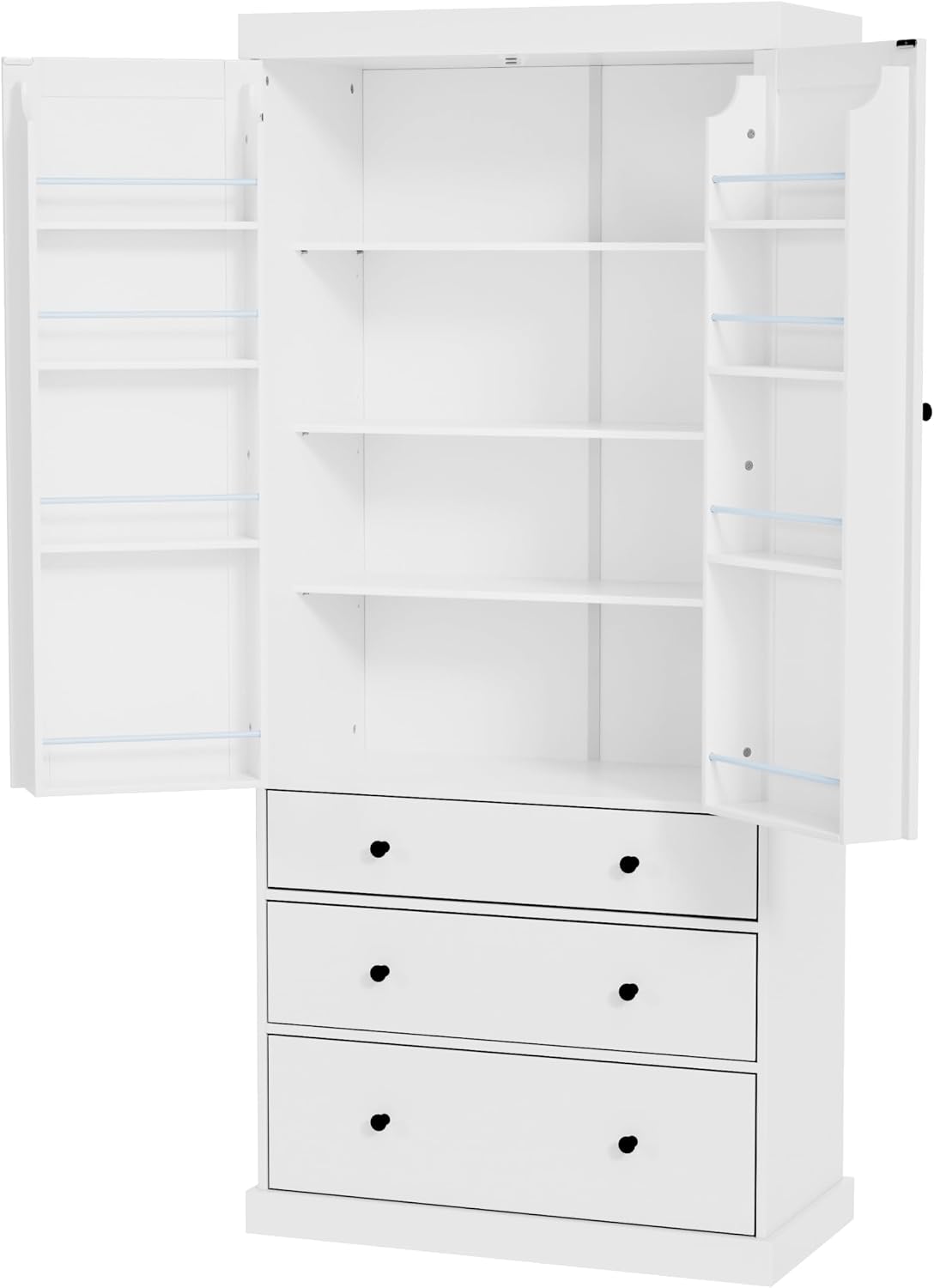 Merax 77” Pantry Cabinet, Kitchen Pantry Storage Cabinet with Drawers, Doors and Adjustable Shelves,Freestanding Buffet Cupboards Sideboard for Living Room and Dinning Room, White