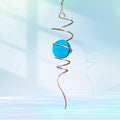 Gazing Ball Spiral Tail with 11inch Tail and 2inch Blue Glass Orb, Wind Spinner Stabilizer with Swivel Hook. Sun Catcher Rainbow Maker Hanging Decor for Garden Home Indoor Outdoor 13" H