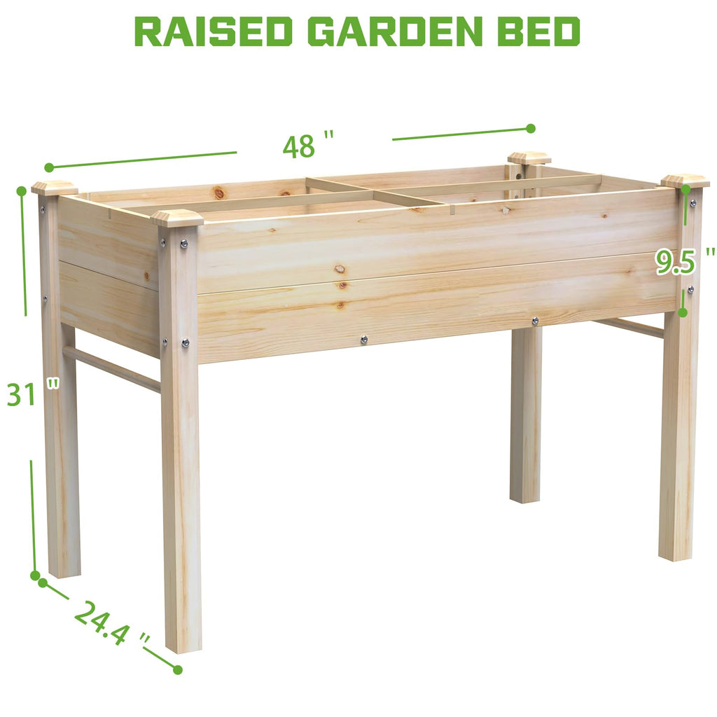 Elevated Wooden Raised Garden Bed with Legs, Reinforced Large Planter Box