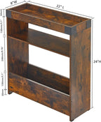 Farmhouse Narrow Side Table with Tray Top & Magazine Rack, Sofa Couch Side Table with Storage Shelf, Slim End Table for Small Spaces, Modern Nightstand for Bedroom, Living Room (Rustic Brown)