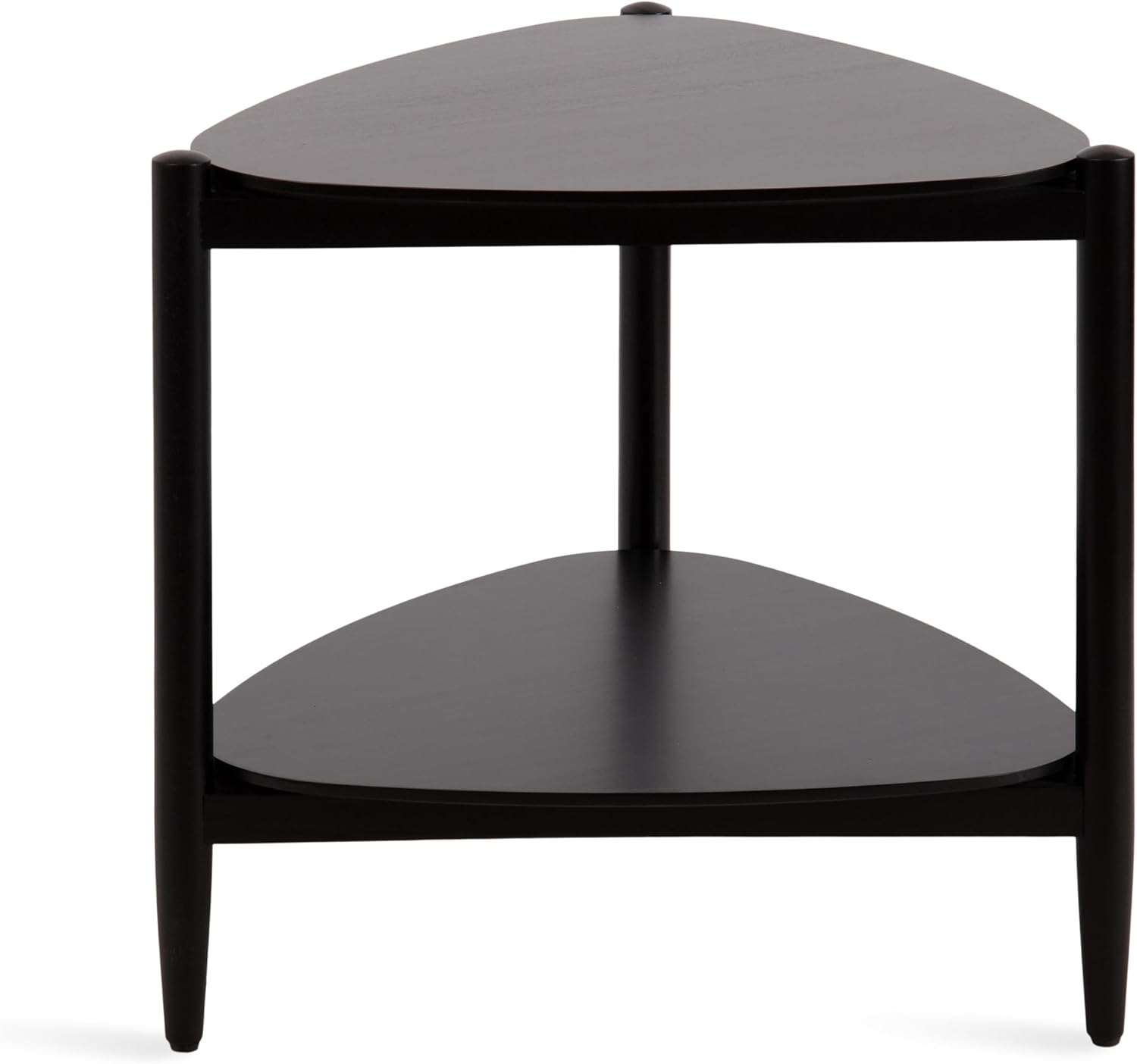 Kate and Laurel Knowlton Modern Tiered Triangle Side Table, 24 x 24 x 24, Black, Transitional Two-Tier Triangular Living Room End Table with Storage for Use as Indoor Plant Stand