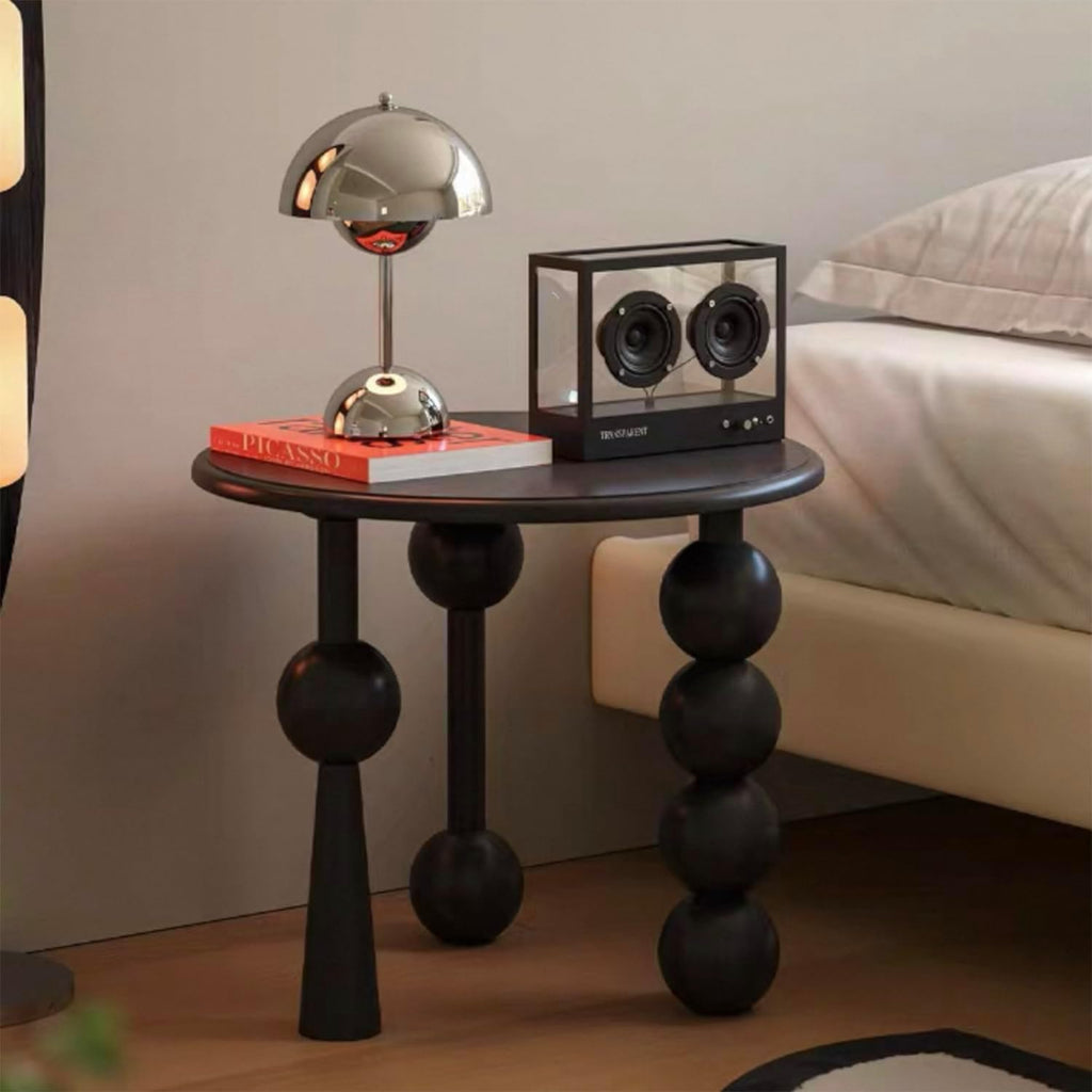 YUNMUAIR-Modern Side Tables Living Room,Black Round End Table for Home Decor,Round Couch Side Table,Modern Nightstand for Bedroom Small Spaces,Easy Assembly,Black