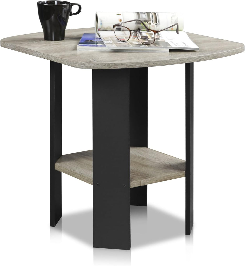 Furinno SIMPLE DESIGN Set of 2 Side Table, 2-Tier End Table, French Oak
