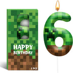 Pixel Birthday Candle Number 6, Themed Cake Party Decor | 2.36 Inch Game Pixel Number 6 Cake Candle Topper, Decor for Birthday Celebrations, Party Favors and Themed Gathering Supplies
