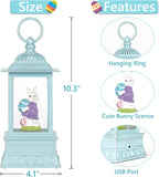 Easter Snow Globe, Easter Decorations for The Home, Lighted Glitter Bunny Snowglobe Lantern for Spring Home Decor