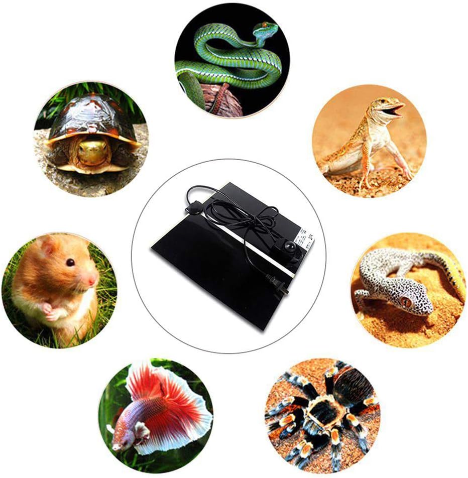 Hamiledyi 14W Reptile Heating Pad 2 PCS Warmer with Temperature Control Adjustment Under Tank 11x11 in Terrarium Heater Mat for Gecko Turtle Tortoise Snakes Lizard
