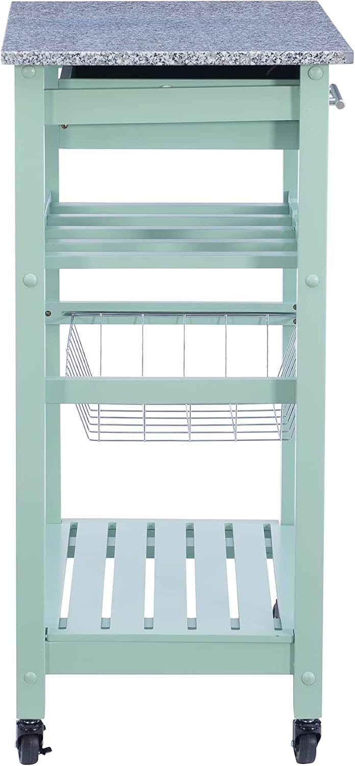 Linon Kitchen Island, Green, 15.75 x 22.83 x 33.86 Inches